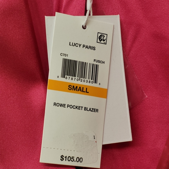 Lucyparis fuchsia satin double-breasted jacket & pant suit women's size Small. - Picture 12 of 16